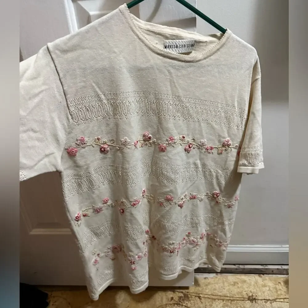 90s knit embroidery tee granny core - Picture 2 of 8